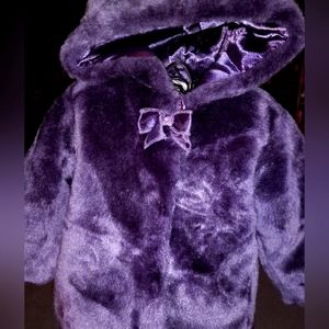 Gorgeous! Deep Purple Plush Infant Hooded Button Coat, 6-9m